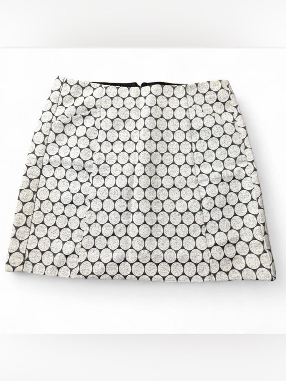 Women's J.Crew Black/White Textured Polka Dot Mini Skirt Sz 6 Office Work Preppy